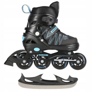 NILS ŁYŻWOROLKI 2W1 BLACK/BLUE S(31-34) NH11912 ROLKI ŁYŻWY REGULOWANE — zdjęcie 1