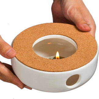 Podgrzewacz ceramiczny z korkiem FLORINA 15x15x5 cm TEALIGHT CZARNY — zdjęcie 1