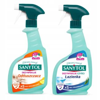 SET SPRAY DO KUCHNI + SPRAY DO ŁAZIENKI 2x500ml. Sanytol — zdjęcie 1