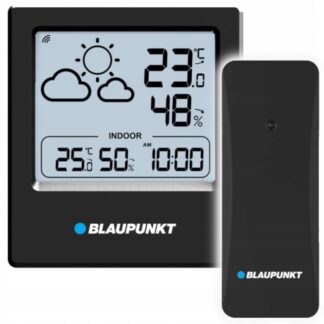 Stacja pogodowa BLAUPUNKT WS-10BK Higrometr Zegar Kalendarz WS10BK czarna — zdjęcie 1