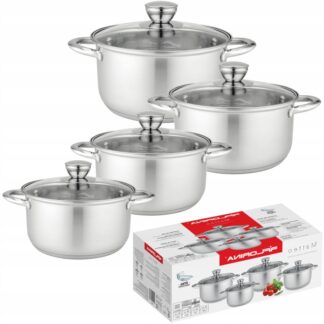 Zestaw garnków FLORINA Matteo 8 cz. elementów Indukcja Inox — zdjęcie 1